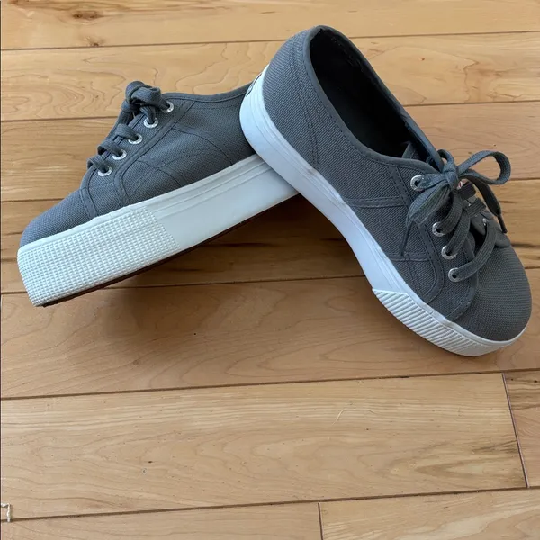 Superga Gray Canvas Platform Sneakers - Image 5