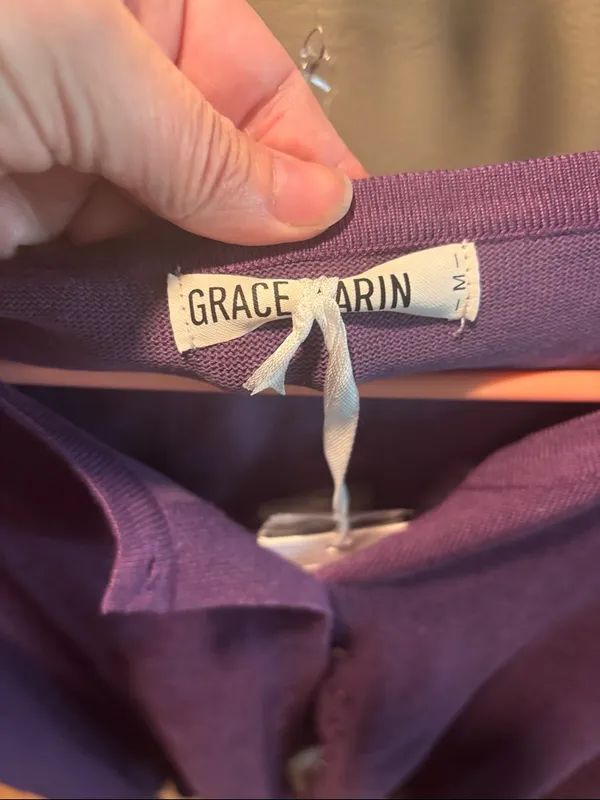 Grace Karin Purple V-Neck Button Cardigan - Image 2