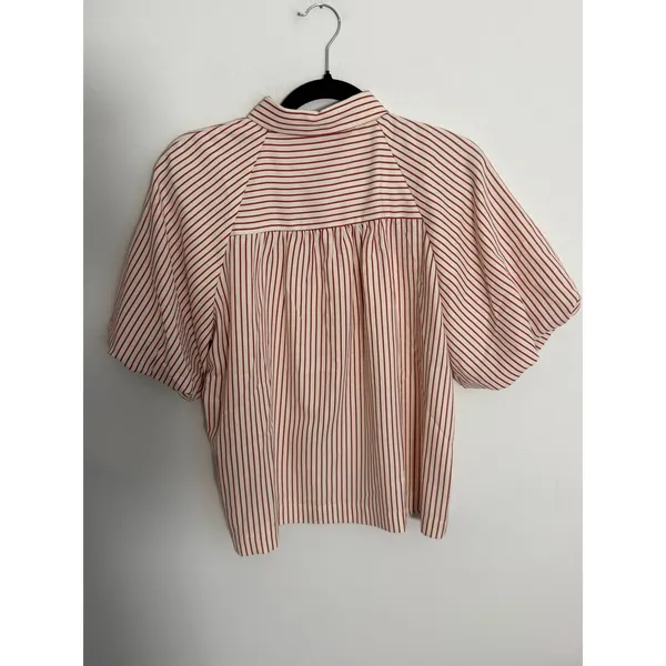 Greylin Red and cream Striped Button down top size small - Image 4