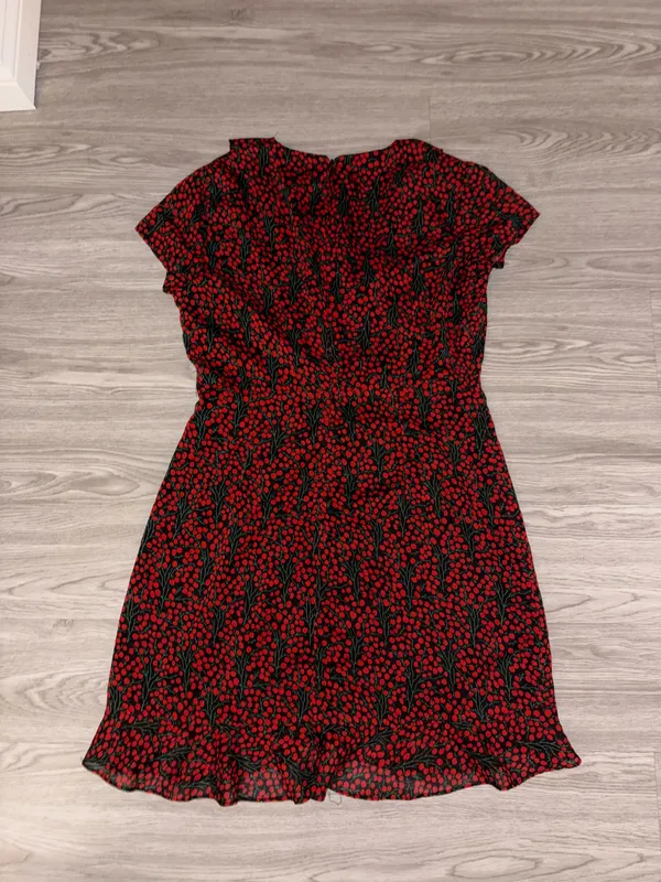Bardot Black with Red Ditsy Mini Dress - Image 5