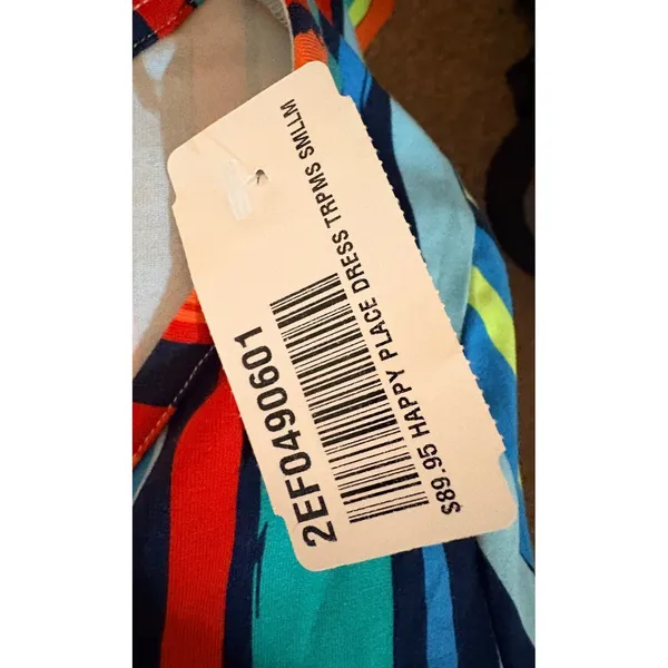 Soft Surroundings Happy Place Dress Womens Small Multi NWT Striped V-Neck‎ Midi - Image 5