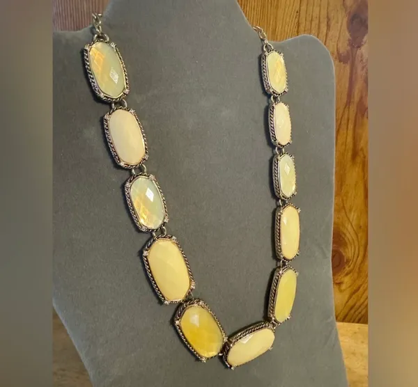 Dana Buchman Gold Tone Yellow Jeweled Rhinestone Necklace - Image 2