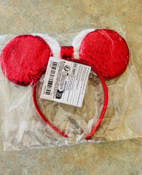 Adorable Red and White LOVE mouse Ears Headband - Image 2