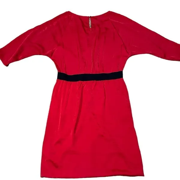 BCBGMAXAZRIA Red Iselin Midi Drape Dress Size Small - Image 6