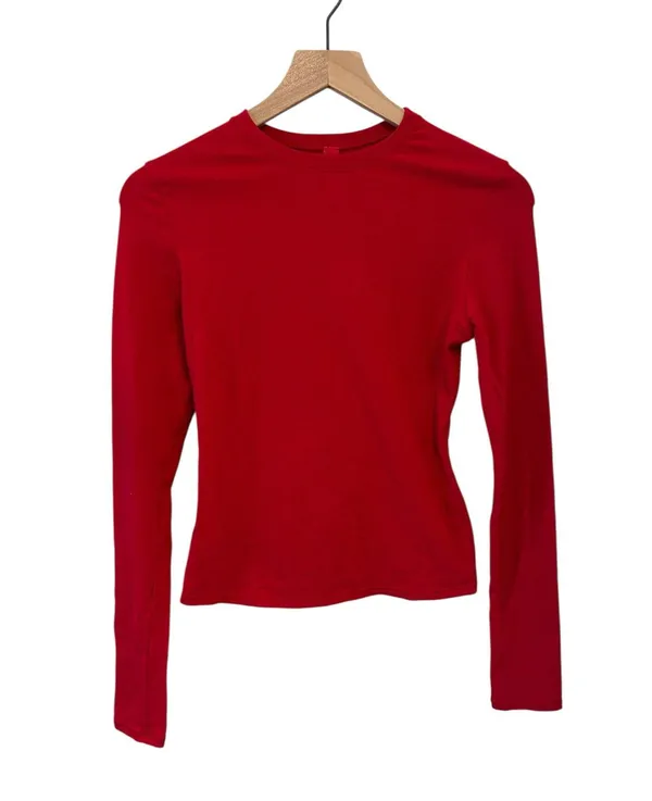 Skims Cotton Jersey Long Sleeve T- Shirt Cranberry M Brand New with Tags - Image 3