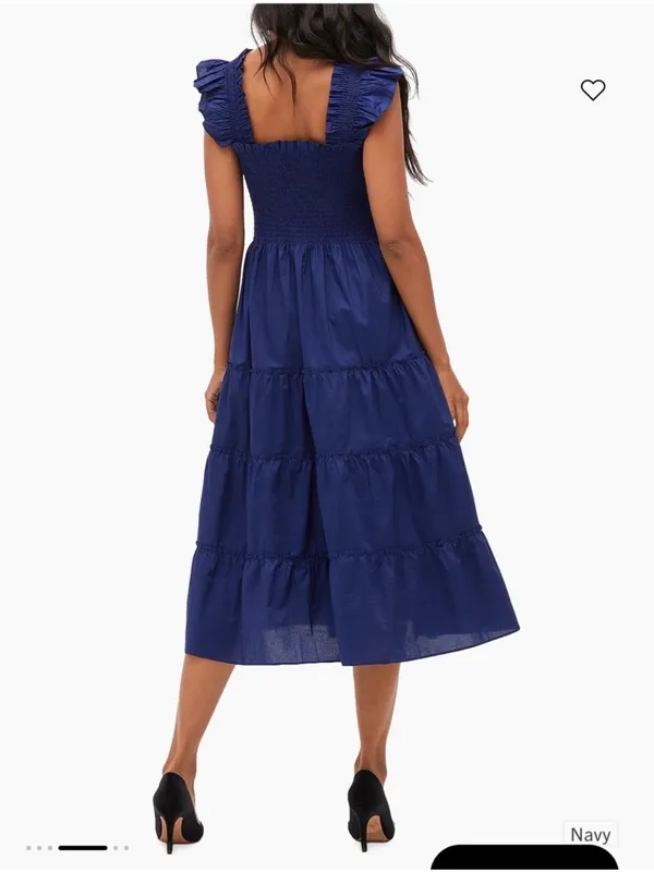 Hill House Ellie Nap Tiered Ruffle Midi Dress Navy Blue Size Medium - Image 3