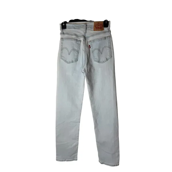 Levi's Wedgie Straight Jeans Women 25 Blue Light Wash Denim Button Fly Outdoor - Image 3