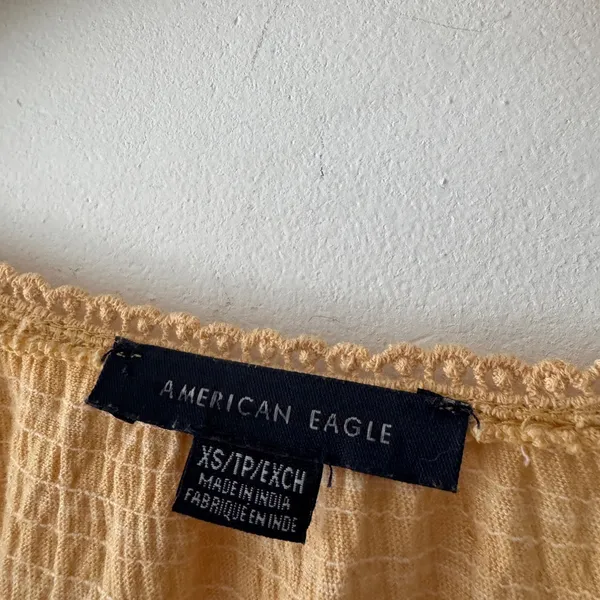 American Eagle Yellow Lace Up Pilgrim‎ Top Long Sleeve - Image 5