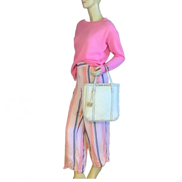 Loewe Taupe Anagram Pvc & Synthetic Leather Trim Tote Bag - Image 8