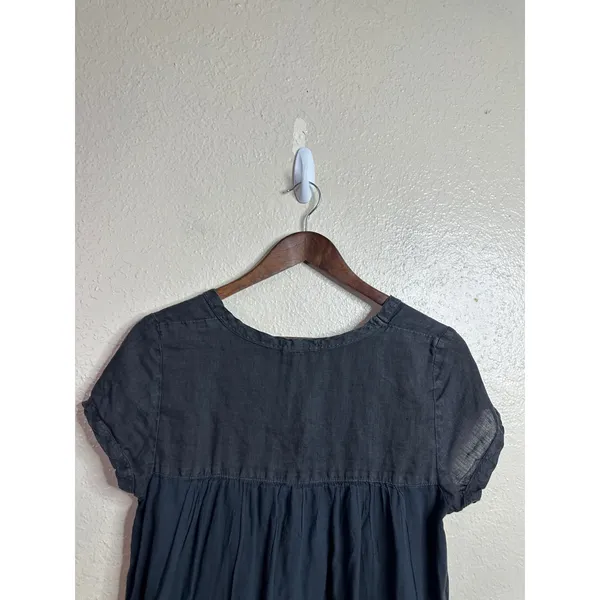 CP Shades 100% Linen size S Tunic Shift Dress Black Pockets Lagenlook - Image 8