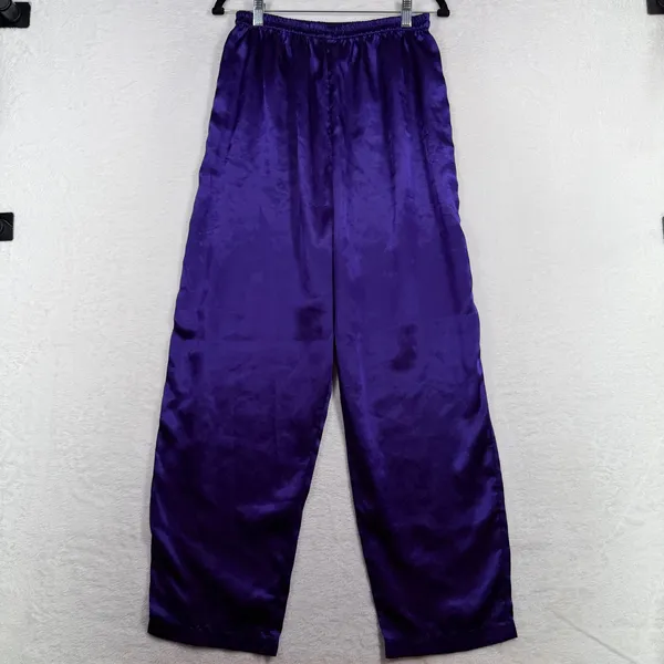 Victoria's Secret M Pajama Set Vintage Gold Label Purple Satin Lace Trim 2pc - Image 6