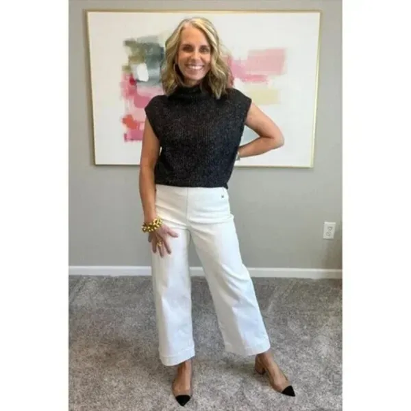SPANX Stretch Twill Wide Leg Crop Pants in Bright White Size Small - Image 12