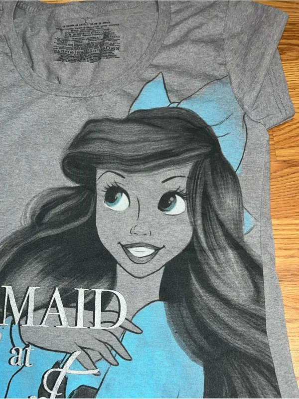 Disney Ariel Gray Graphic Tee with Black Print - Image 2