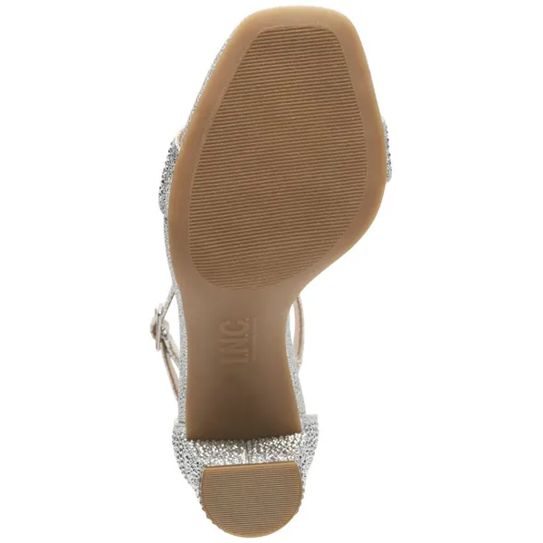 INC International Concepts Two-Piece Sandal Block Heel Silver Crystal Gray 9M - Image 11