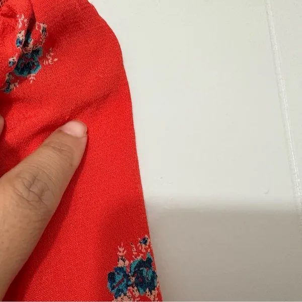 Free People Mockingbird Floral Mini Dress Coral Red Open Back Boho Size 4 - Image 10