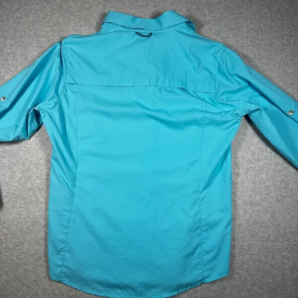 White Sierra Womens Medium Turquoise Ripstop Hiking Trail Shirt Roll Tab Sleeve - Image 9