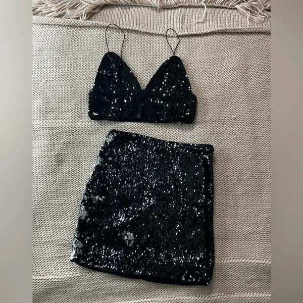 Forever 21 NYE Crop Set Dress Sequin Multi F21 - Image 3