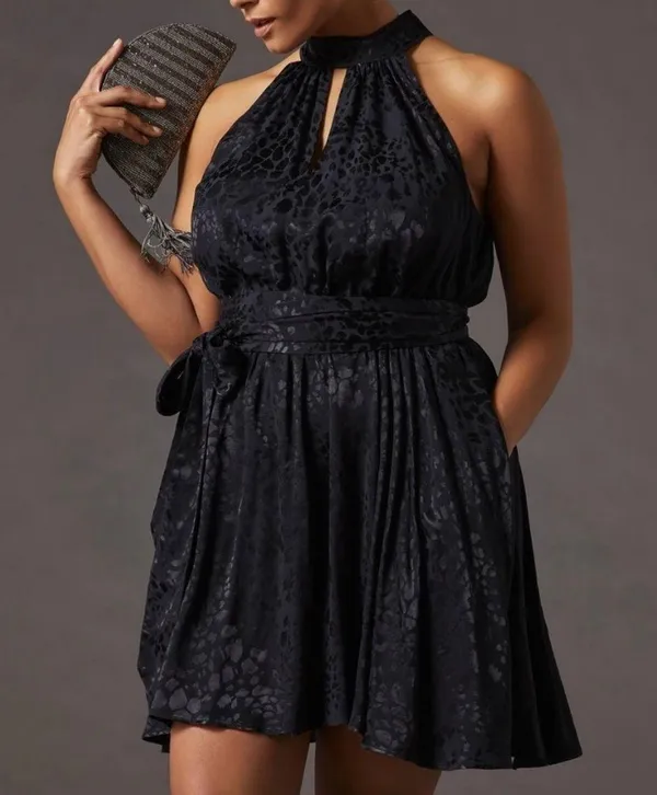 Black Satin Halter Dress - Image 6