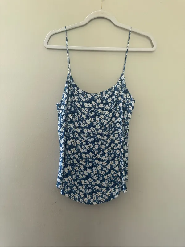 Reformation Blue Floral Scoop Neck Cami - Image 2
