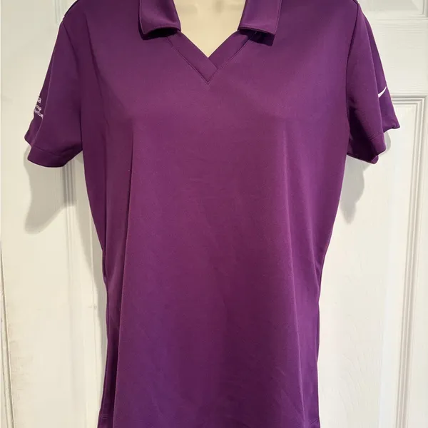 Nike Golf Dri-FIT Purple Polo Shirt Womens Medium NWT Altria Logo Top 354067-543 - Image 4