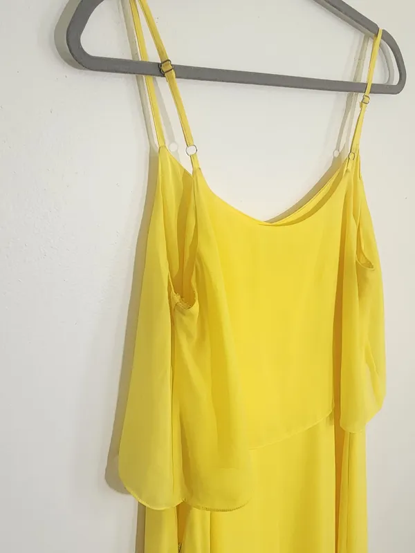 Gianni Bini Yellow Chiffon Maxi Sundress Size 10 Flaw - Image 4