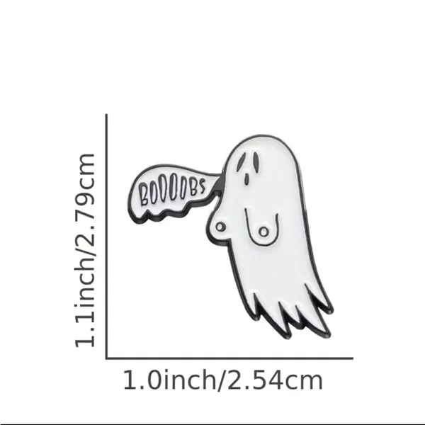 1pc‎ Ghost White Enamel Pin, Brooch Lapel Badge Cartoon Gothic Zinc Alloy Funky - Image 4