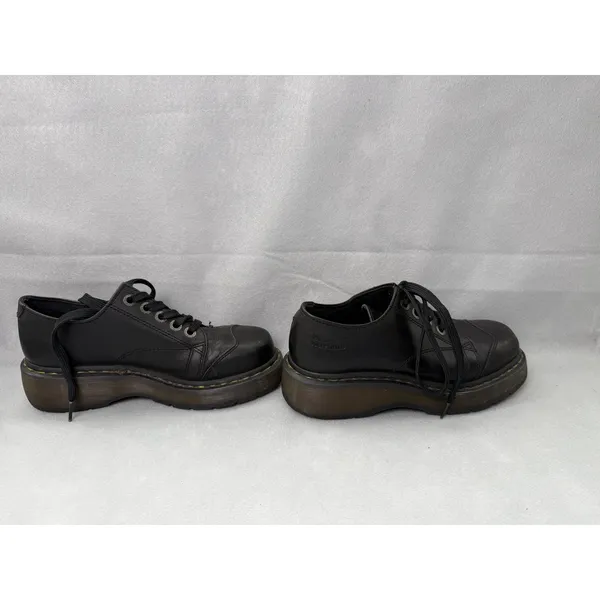 Dr. Martens Black Leather Platform Oxfords Chunky Lug Sole Lace Up Shoes Grunge - Image 5