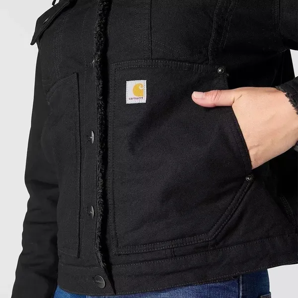 Carhartt Womens Rugged Flex Canvas Sherpa Lined Jacket Black Size XL NEW NWOT - Image 3