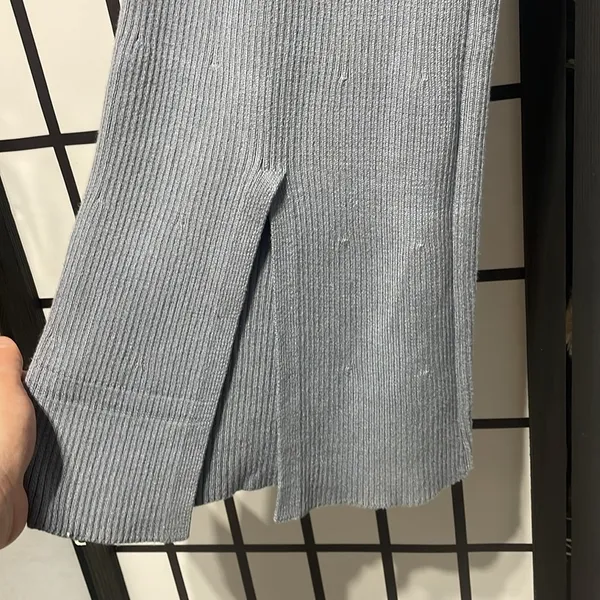 Abercrombie & Fitch High Waisted Ribbed Kick Flare Sweater Pants Blue/Gray NWOT - Image 3