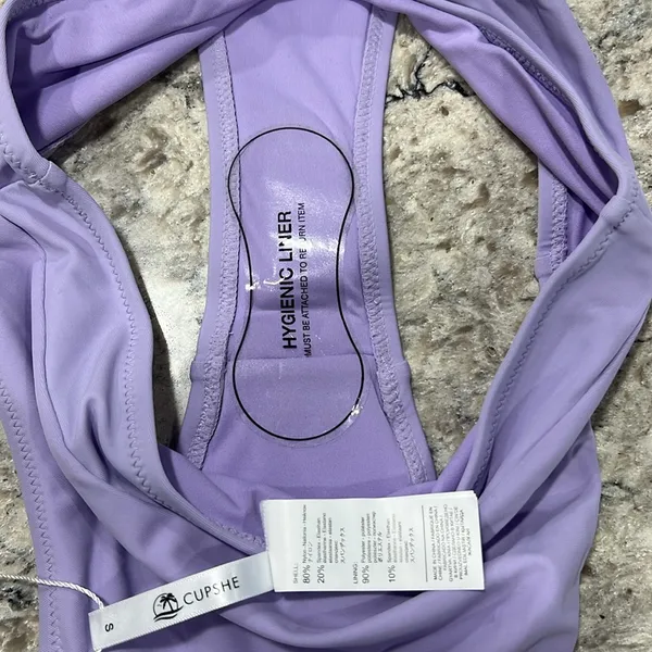 NEW CUPSHE Lace-Up Top & High-Waist Bottoms 2-Pc Bikini, Lavender, Size Small - Image 6