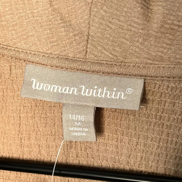 Woman Within Cardigan Khaki Crepe New 14/16 - Image 5