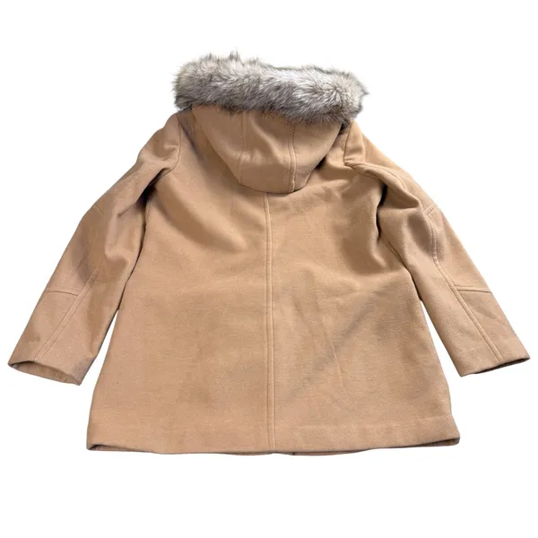 Mackintosh New England Peacoat Parka Jacket Women Medium Camel Tan Faux Fur Hood - Image 2