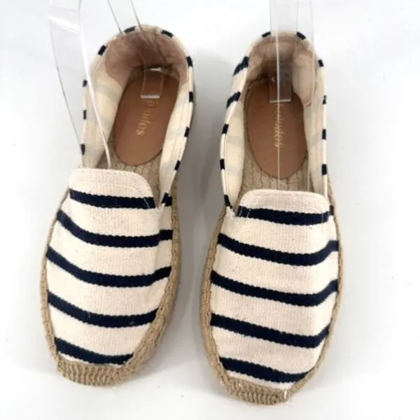 Soludos‎ Smoking Slipper Espadrille slip on shoes striped black tan size 5 - Image 3