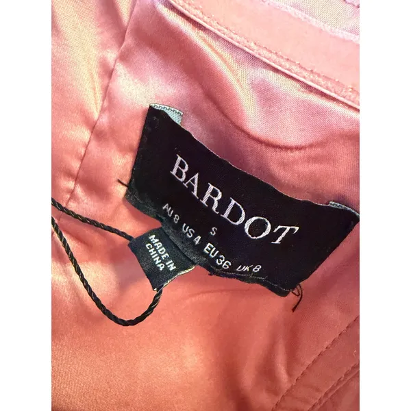 Bardot Lotte Vegan Leather Mini Dress Blush Pink Strapless Ruched Size 4 57773DB - Image 4