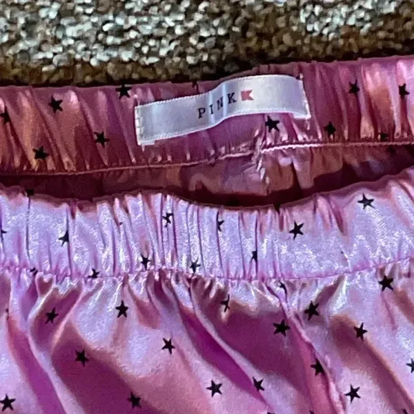 Victorias Secret Pink PJ set. Long sleeve, long pants. Pink with black stars 2x - Image 9
