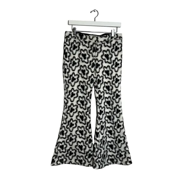 Alexis Dagmar Wildflower Flare-Leg‎ Pants Black White Sz S - Image 4