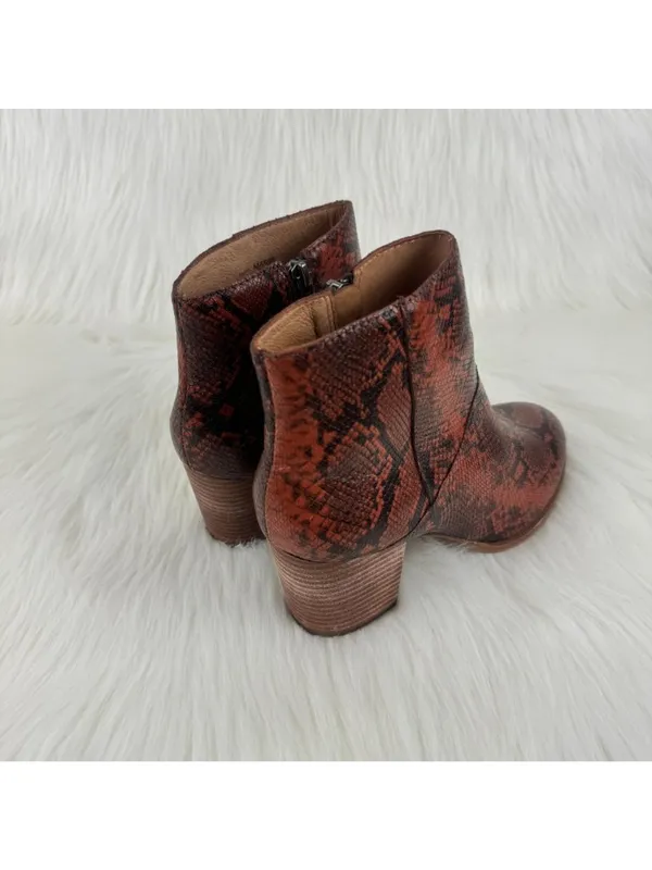 NWOB Madewell The Rosie Snake Embossed Leather Ankle Boots US 8.5 Dark Cinnabar - Image 5