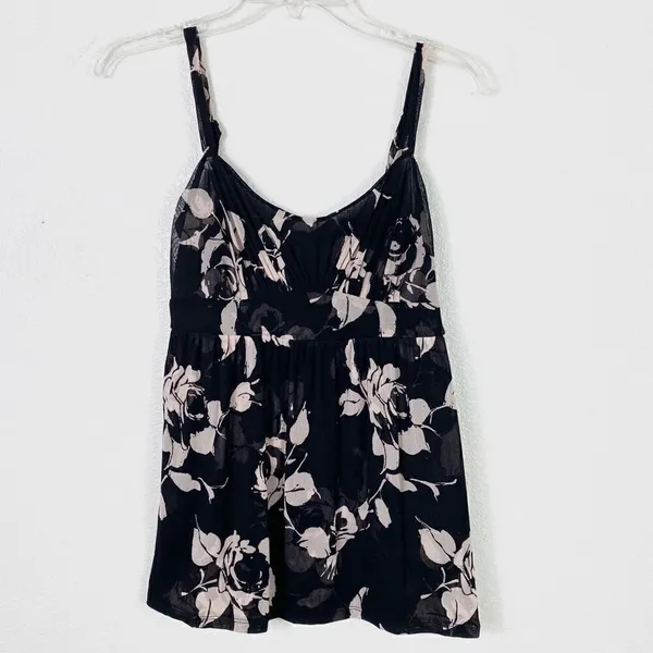Vintage y2k INC Black & Pink Floral Tank Top - Image 2