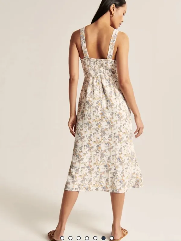 Abercrombie & Fitch floral Cinched Neck Slip Midi Dress Side Slit SIZE XXL - Image 4