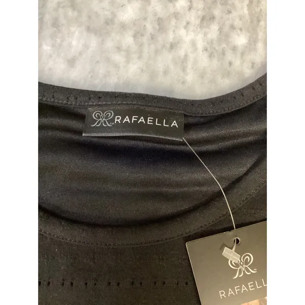 Rafaella Womens Black Pointelle Puff Sleeve Crew Neck‎ Top RSKSD000 Small NWT - Image 3