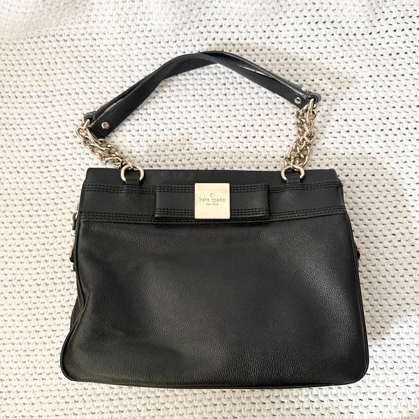 Kate Spade Black Leather Primrose Hill Zip Bow Darcy Leather Chain Shoulder Bag - Image 2