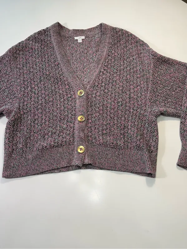 J. Jill 100% Cotton Mauve Knit Button-Front Cardigan Size Large - Image 2