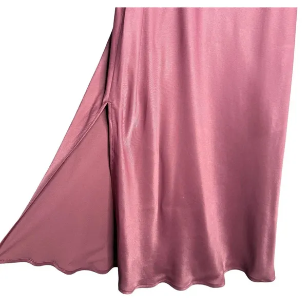 Anthropologie The Elyse Slip Satin Midi Dress Size M Mauve Pink - Image 9