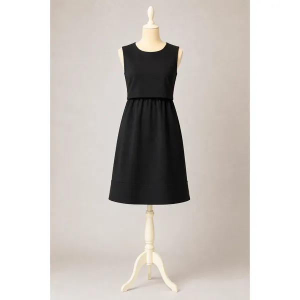Little Black Dress SzXL Sophisticated Overlay A-Line Classic Minimalist Layered - Image 2