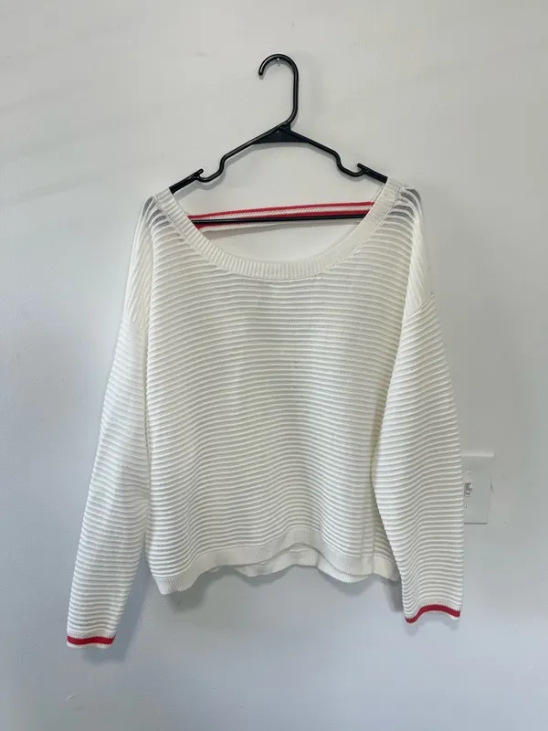 Daily Practice White Ribbed Pullover Sweater - Image 3