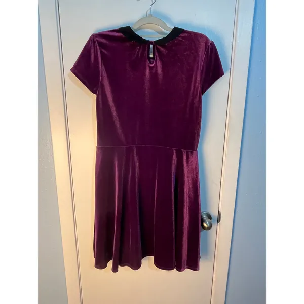 Hot Topic Velvet Dress Large Stretch Purple Halloween Costume Wednesday Core - Image 5