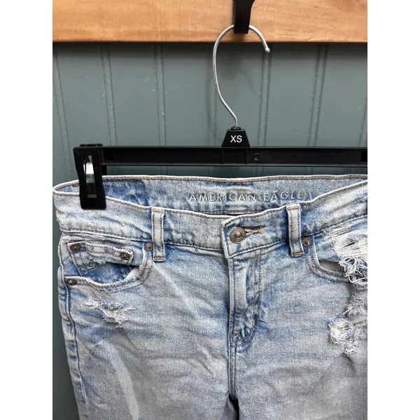 American Eagle Super High-Rise Ankle Straight Distressed Light Wash Jeans 0 S - Image 2