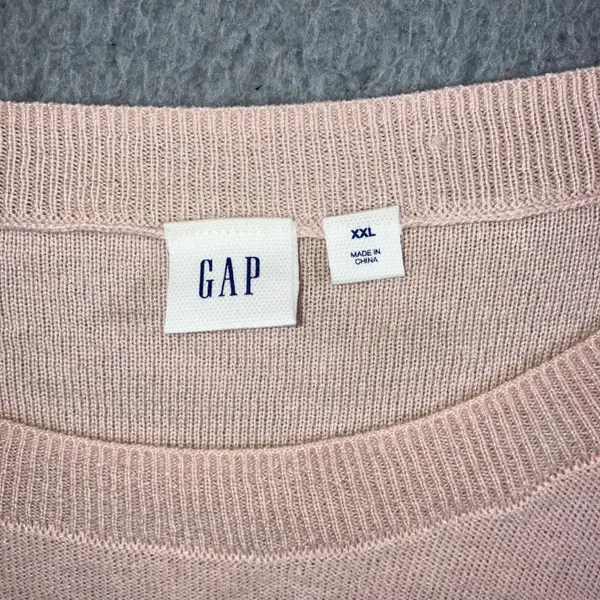 GAP Sweater M Merino Wool Soft Ruffled Trim Coquette Balletcore Blush Pink - Image 9