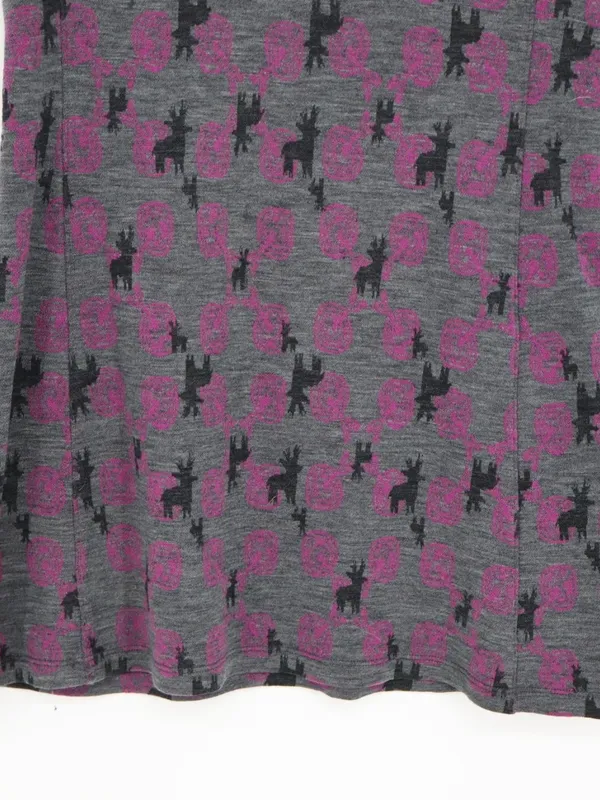 Ibex Merino Wool Dress Medium 100% Zque Certified Gray Purple Black Print Layer - Image 6