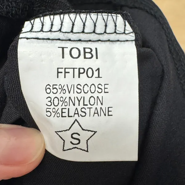 NWT Tobi Black Mesh Panel Crop Top Sheer Sleeve FFTP01 Small Night Out Festival - Image 7